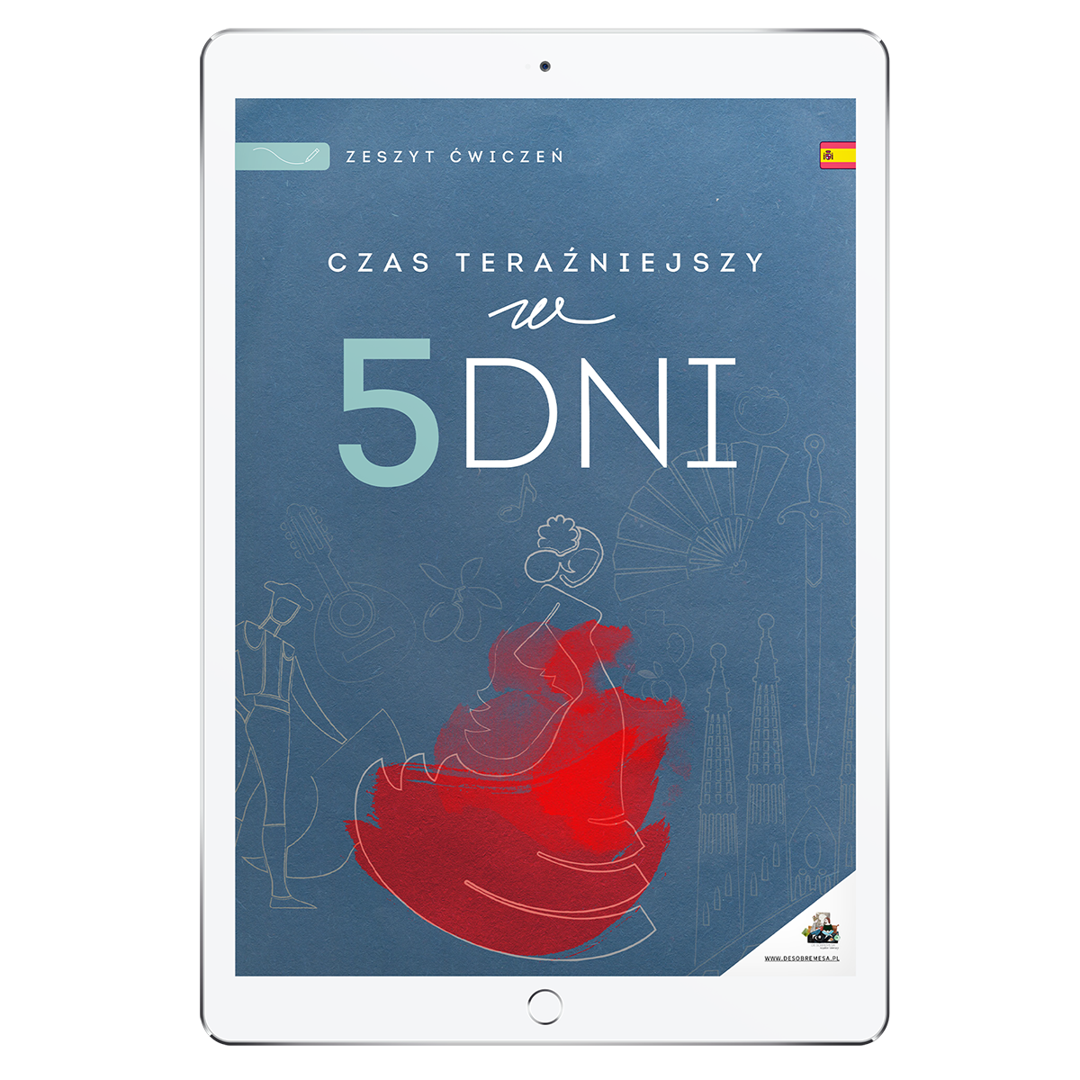ebook_mockup czas teraźniejszy w 5 dni zeszyt ćwiczeń hiszpański samodzielna nauka